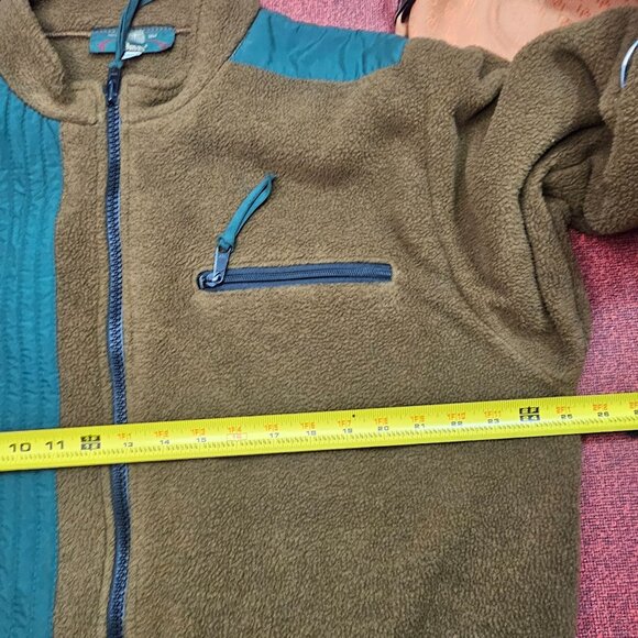 VTG Orvis Fleece Field Jacket XL Green Brown Cargo Shooting Mid Length Outdoor - Picture 12 of 15